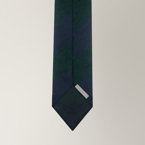 Bold Stripe Tie in Shantung Silk - Navy & Green | Andrea Kosta