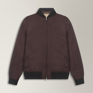 Bomber Jacket in Alcantara - Chocolate | Andrea Kosta
