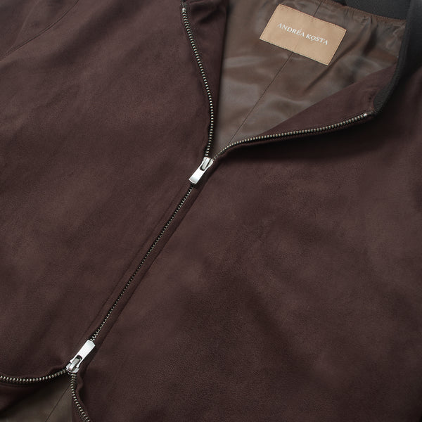 Bomber Jacket in Alcantara - Chocolate | Andrea Kosta