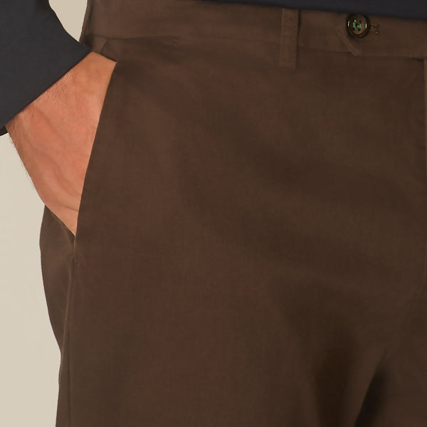 Chinos in Brushed Cotton - Brown | Andrea Kosta