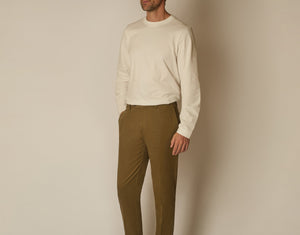 Chinos in Brushed Cotton - Khaki | Andrea Kosta