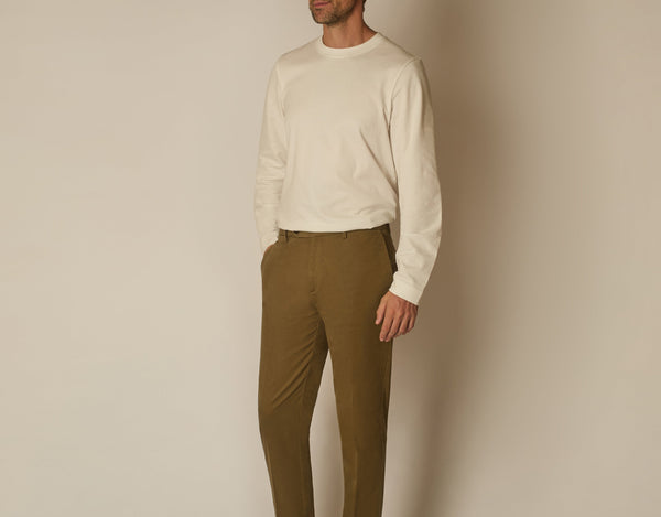 Chinos in Brushed Cotton - Khaki | Andrea Kosta