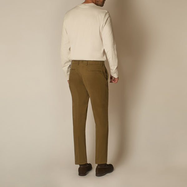 Chinos in Brushed Cotton - Khaki | Andrea Kosta