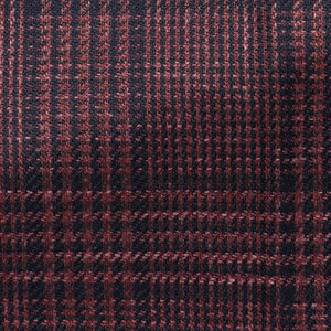 Burgundy Wool, Silk & Linen Glen Plaid with Black Overcheck Jacket | Andrea Kosta