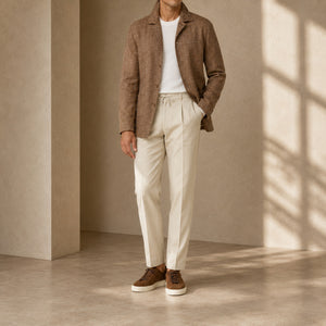 Jacket in Wool Silk Linen - Camel | Andrea Kosta
