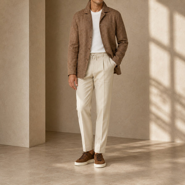 Jacket in Wool Silk Linen - Camel | Andrea Kosta