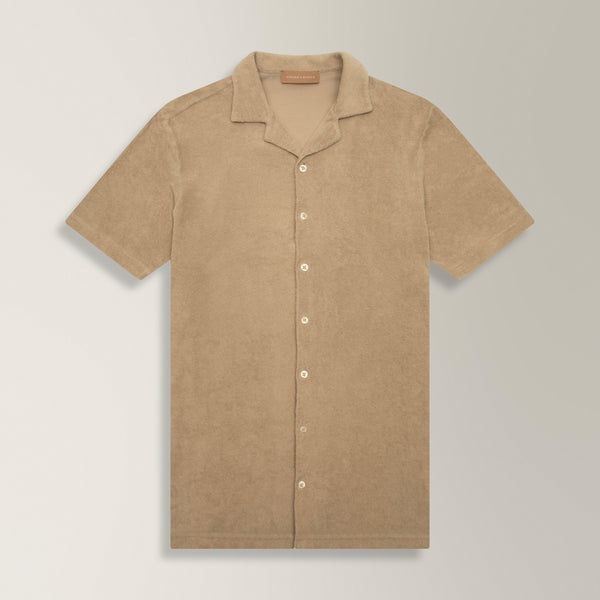 Camp Collar Towel Shirt in Cotton - Sand | Andrea Kosta