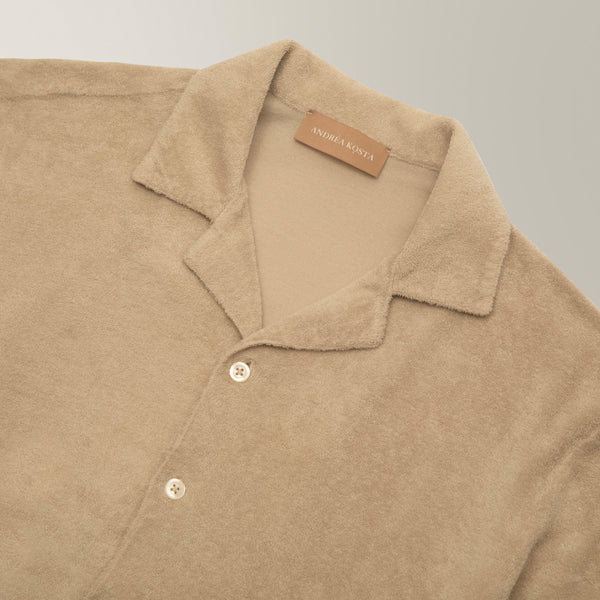 Camp Collar Towel Shirt in Cotton - Sand | Andrea Kosta