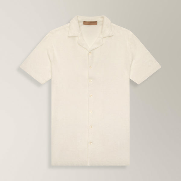 Towel Camp Collar Shirt in Cotton - White | Andrea Kosta