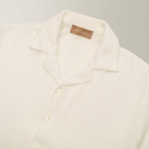 Towel Camp Collar Shirt in Cotton - White | Andrea Kosta