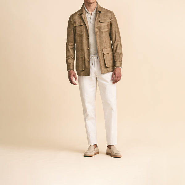 Caramel Wool-Silk-Linen Twill Jacket | Andrea Kosta