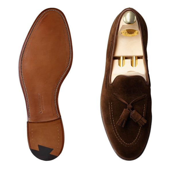 Crockett & Jones - Dark Brown Calf Suede Tassel Loafers - Cavendish - Dark Brown | Andrea Kosta