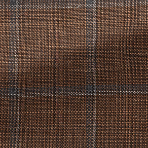 Chestnut Brown Wool-Silk-Linen with Light Grey Windowpane Jacket | Andrea Kosta