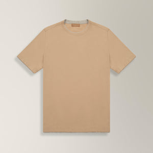 Contrast Trim T-shirt in Cotton - Beige | Andrea Kosta