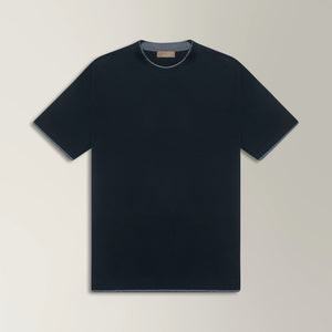 Contrast Trim T-shirt in Cotton - Black | Andrea Kosta 