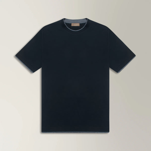 Contrast Trim T-shirt in Cotton - Black | Andrea Kosta 