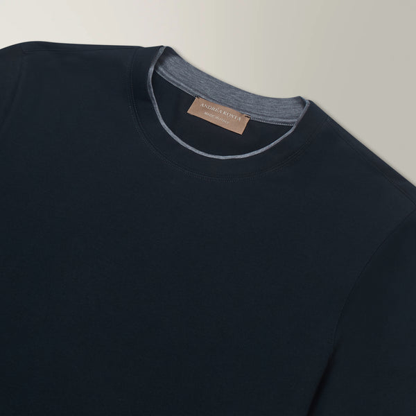 Contrast Trim T-shirt in Cotton - Black | Andrea Kosta 