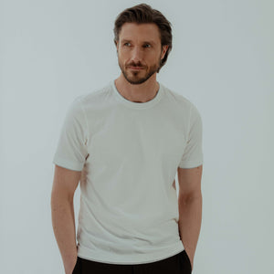Contrast Trim T-shirt in Cotton - White | Andrea Kosta 