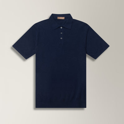 Crepe Polo in Cotton - Navy | Andrea Kosta