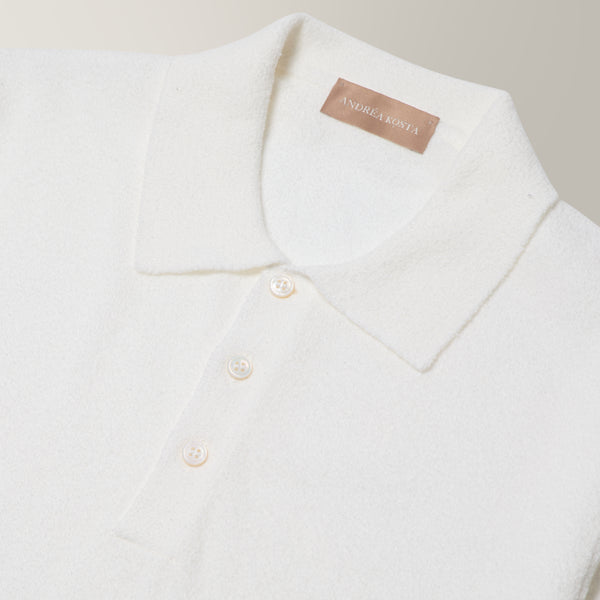Crepe Polo in Cotton - White | Andrea Kosta