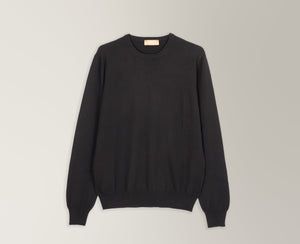 Crew Neck Jumper in Cashmere - Black | Andrea Kosta