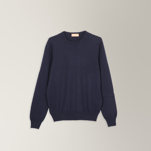 Crew Neck Jumper in Cashmere - Navy | Andrea Kosta