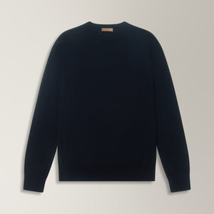 Crew Neck Jumper in Merino Wool - Navy | Andrea Kosta