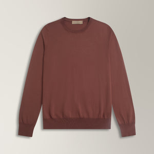 Crew Neck Jumper in Cotton - Terracotta | Andrea Kosta