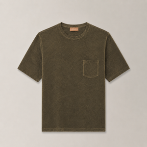 Khaki towel t-shirt, made in Italy from 100% cotton. Luxuriously soft and absorbent.
