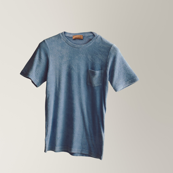 Crew Neck T-shirt in Towel - Light Blue | Andrea Kosta