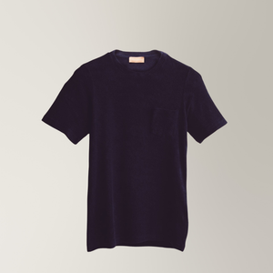 Crew Neck T-shirt in Towel - Navy | Andrea Kosta