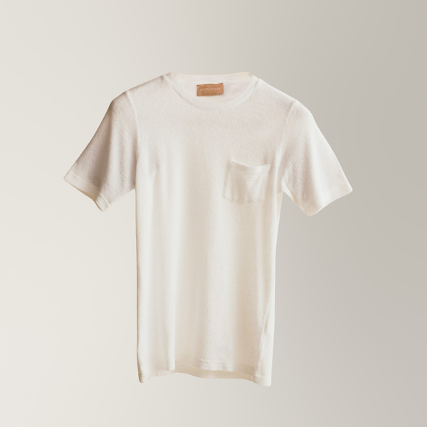 Crew Neck T-shirt in Towel - White | Andrea Kosta