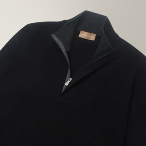 Dima Quarter Zip Jumper in Wool & Cashmere - Black | Andrea Kosta