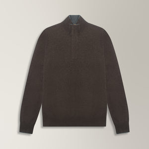 Dima Quarter Zip Jumper in Wool & Cashmere - Brown | Andrea Kosta