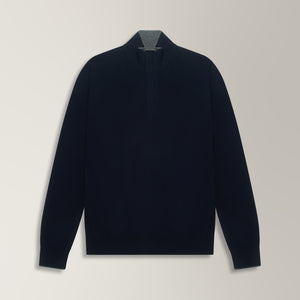 Dima Quarter Zip Jumper in Wool & Cashmere - Navy | Andrea Kosta