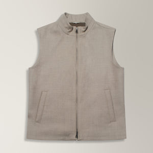 Double Zip Gilet in Twill Wool - Hazel | Andrea Kosta