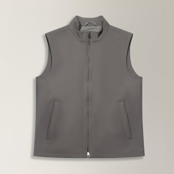 Double Zip Gilet in Technical fabric - Mid Grey | Andrea Kosta