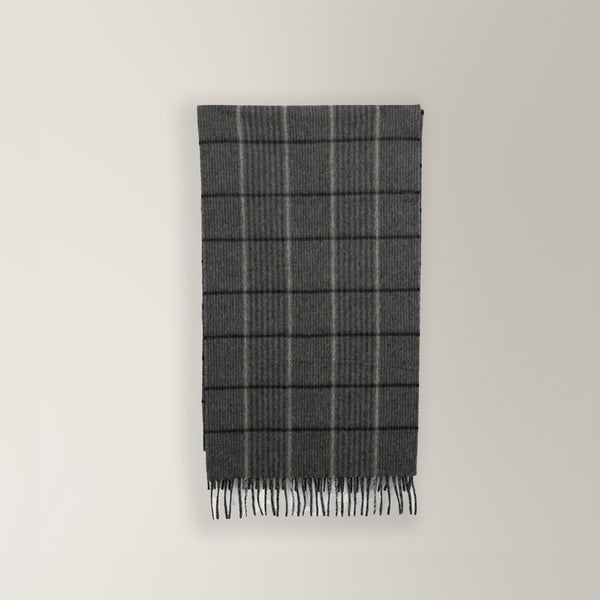 Joshua Ellis - Escorial Wool Scarf - Plaid - Charcoal | Andrea Kosta