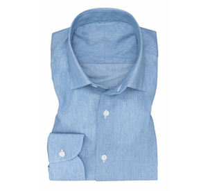 Faded Blue Light Washed Cotton Denim Twill Shirt | Andrea Kosta