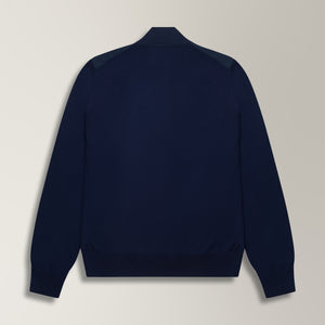 Full Zip Knitted Bomber Jacket in Wool - Navy | Andrea Kosta