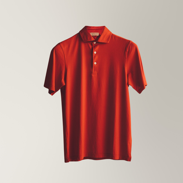 Polo in Garment-dyed Cotton Jersey - Red | Andrea Kosta