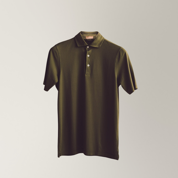 Polo in Garment-dyed Jersey - Olive | Andrea Kosta