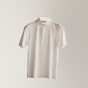 Polo in Garment-dyed Jersey Cotton - White | Andrea Kosta