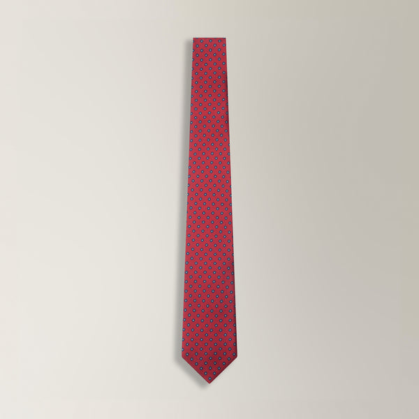 Flower Print Tie in Grenadine Silk - Red | Andrea Kosta