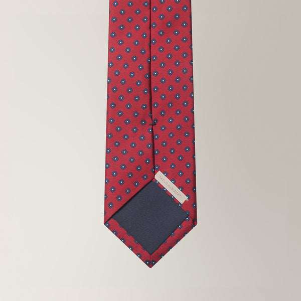 Flower Print Tie in Grenadine Silk - Red | Andrea Kosta