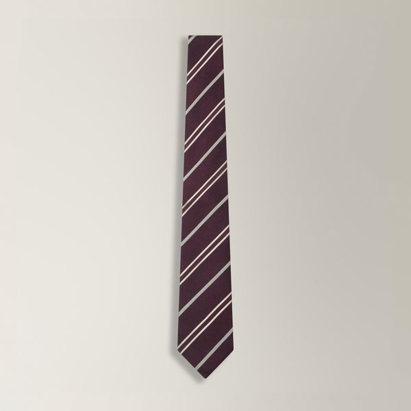 Stripe Tie in Grenadine Silk - Burgundy | Andrea Kosta