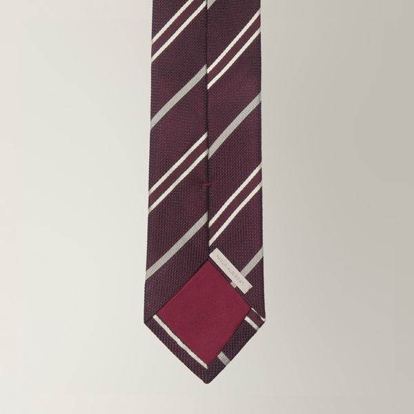 Stripe Tie in Grenadine Silk - Burgundy | Andrea Kosta