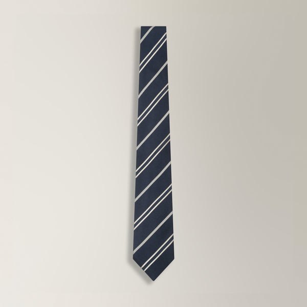 Stripe Tie in Grenadine Silk - Navy | Andrea Kosta