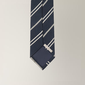 Stripe Tie in Grenadine Silk - Navy | Andrea Kosta