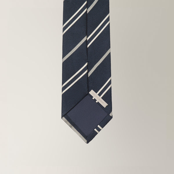 Stripe Tie in Grenadine Silk - Navy | Andrea Kosta